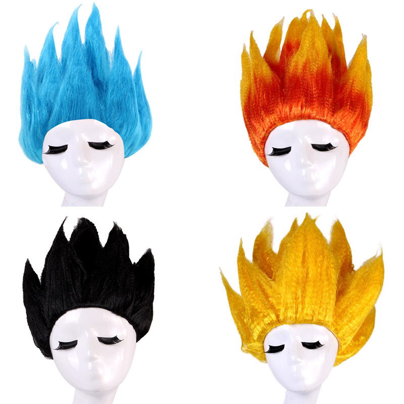 Halloween Cos Kidsren's Anime Dragon Ball Anime Wig Adult Super Saiyan Performance Wig Headgear
