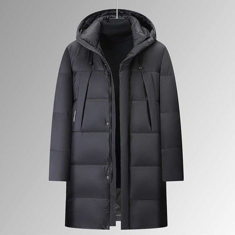胖子哥2025年冬季新款男士加肥加大码时尚休闲长款连帽羽绒