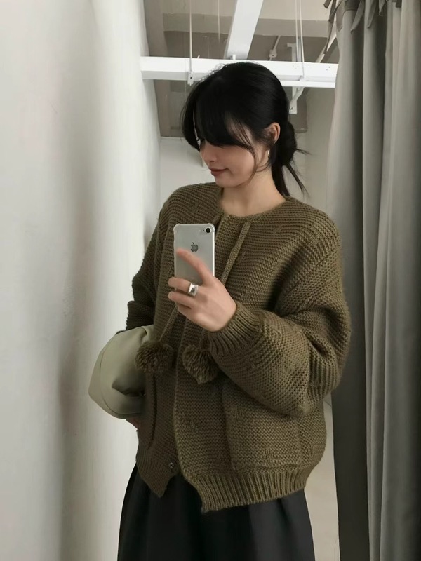 原宿风简约设计感针织开衫毛衣女2025秋冬新款韩版宽松毛衣女外套|undefined