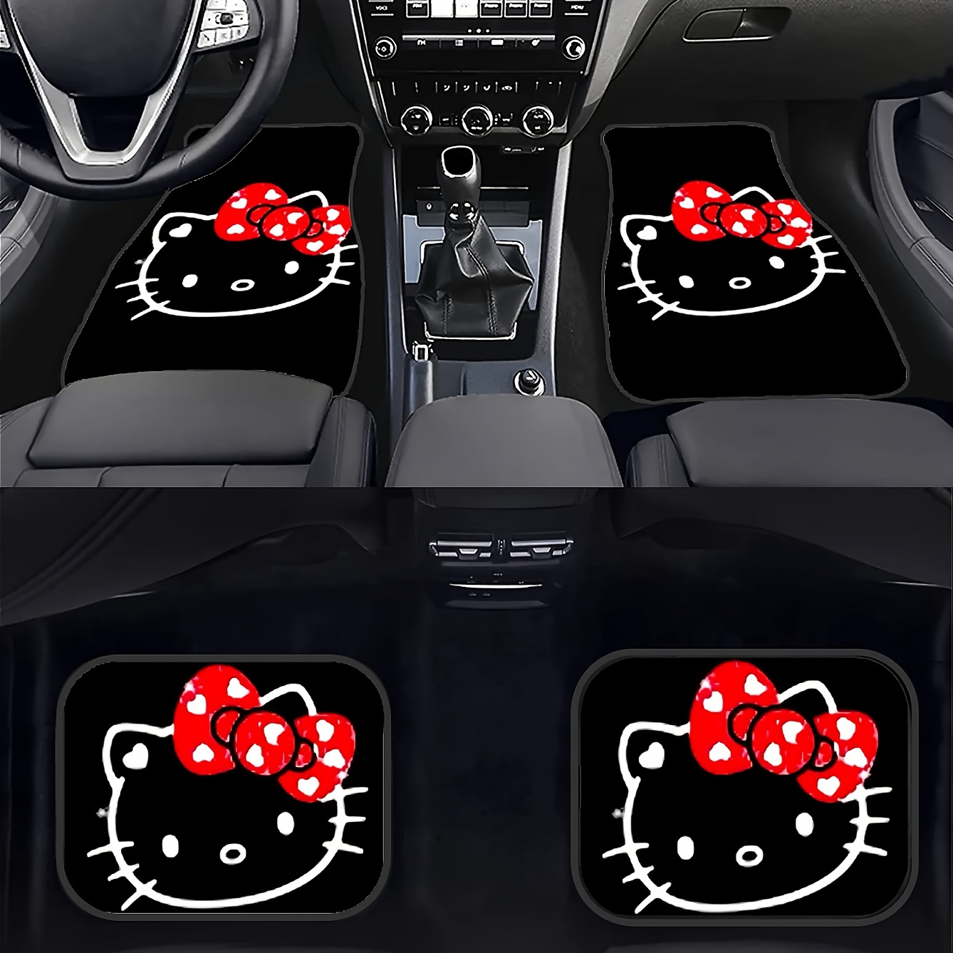 Cartoon Cute Hello Kitty Car Floor Mats Four-Piece Set Mickey Mouse Water-Absorbent and Dirt-Resistant Floor Mats for All Seasons Cross-Border