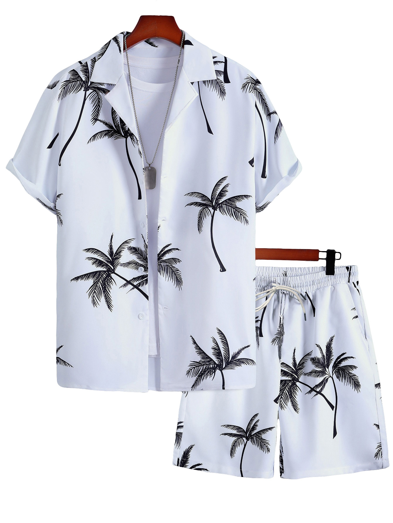 Sommer Set Herren Hemd Mit Kurzarm Und Shorts Im Print Design_voghion.com
