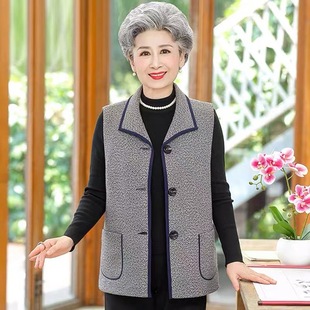 Autumn vest for middle-aged and elderly women's mom Western style vest 60-year-old 80-year-old lady waistcoat for grandma vest coat