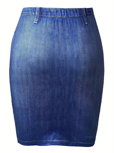 Knee Length Faux Denim Sheath Dress