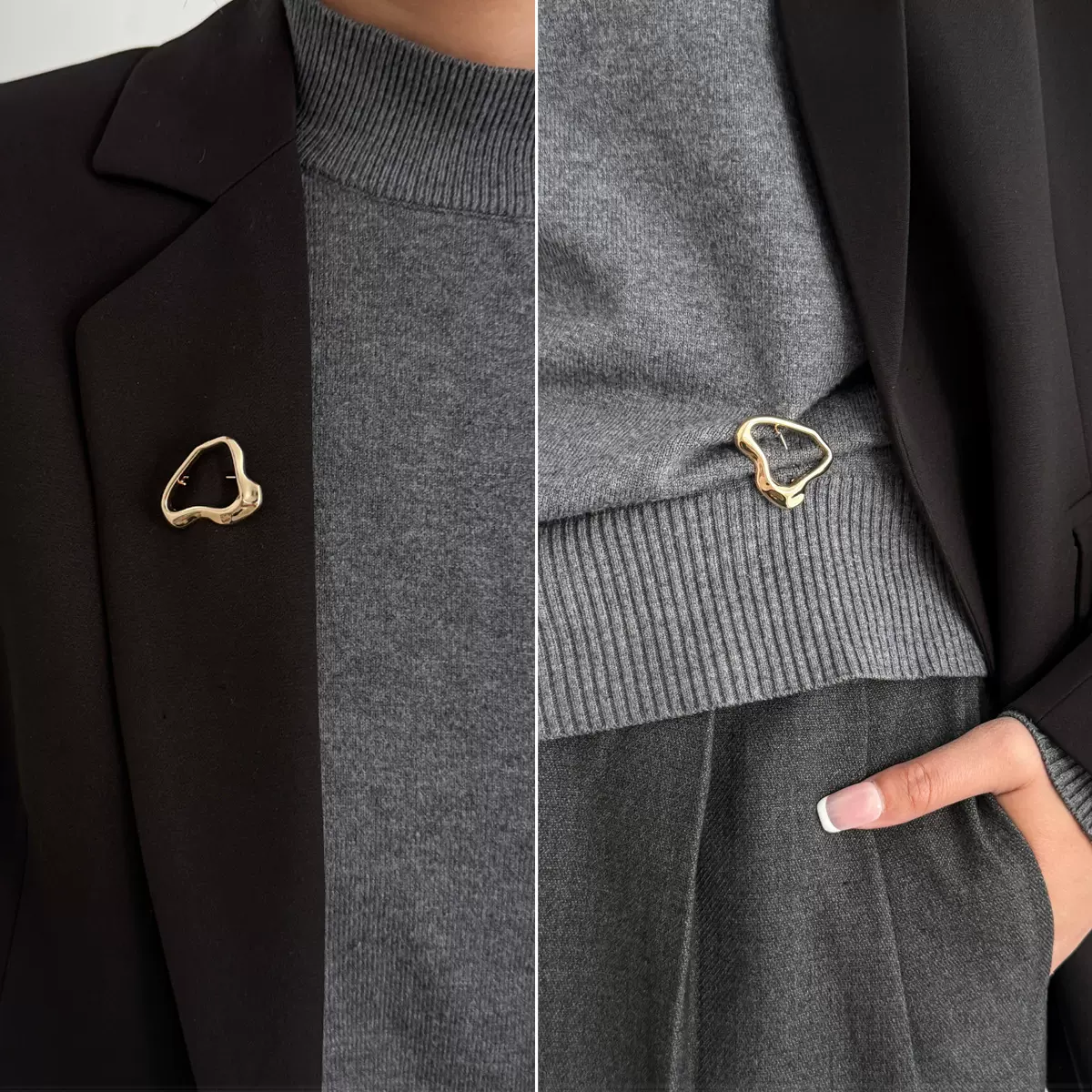 欧美跨境饰品 时尚感镂空麻面合金胸针  不规则金属褶皱西装别针