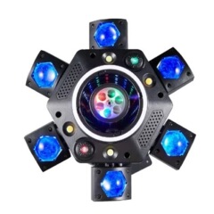 新しい LED アビスボール 6 アーム音声制御レーザームービングヘッドビームライトカラフルな雰囲気バー KTV 舞台照明