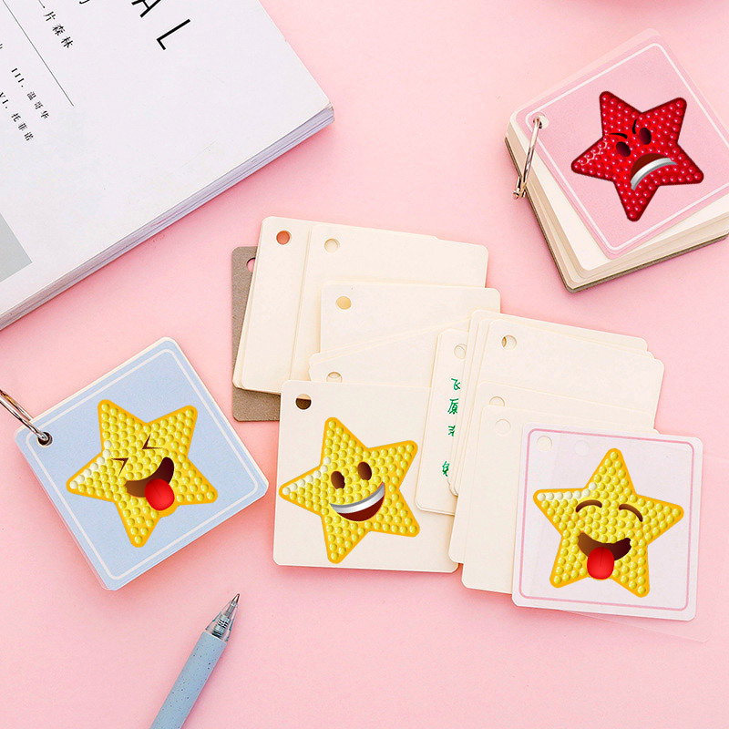 Venta caliente de dibujos animados cara amarilla emoji diamante pintura libre pegatinas DIY Pegatinas de pared niños hechos a mano pegatinas decorativas diamante redondo