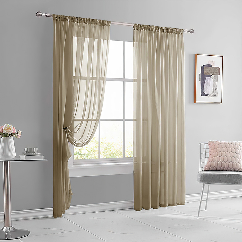 Cross-border double string wear rod Trilon window screen curtain living room bedroom study living room decoration in stock curtain manufacturers