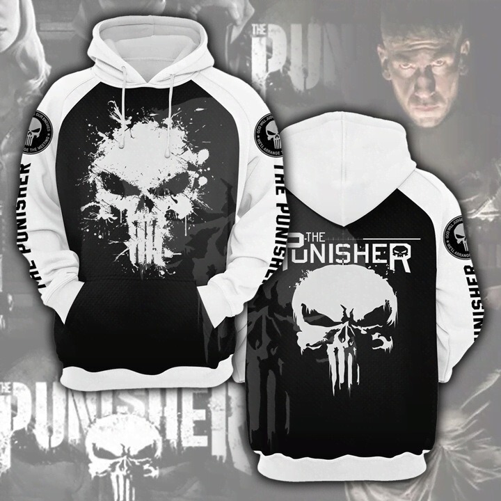 2026 European and American Halloween Punisher Marvel Punisher Hooded Sweatshirt Men's 3D Printed Spring and Autumn Loose Hoodie 2026 European and American Halloween Punisher Marvel Punisher Hooded Sweatshirt Men's 3D Printed Spring and Autumn Loose Hoodie