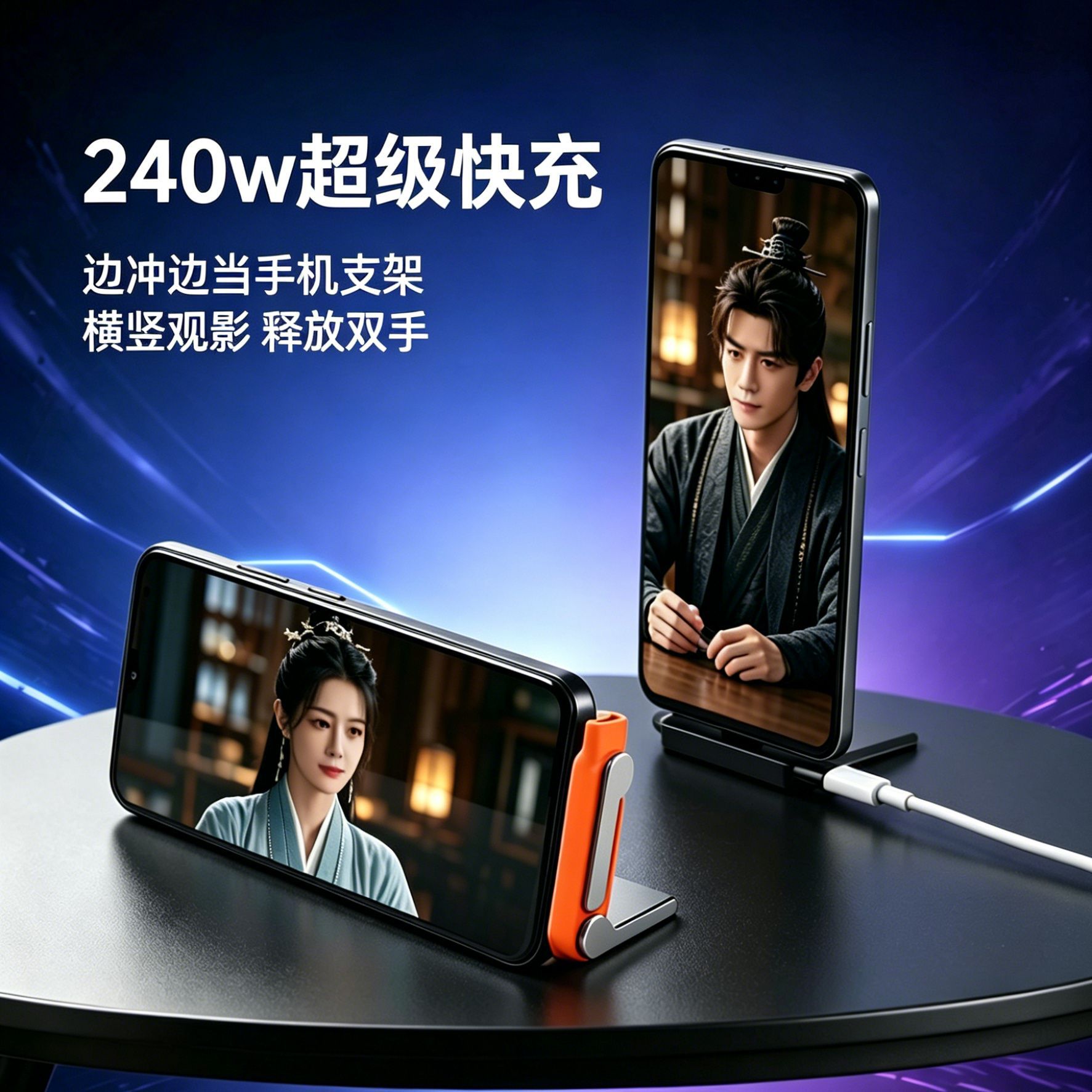 跨境240w快充type-c手机折叠支架转接头充电数据传输多功能