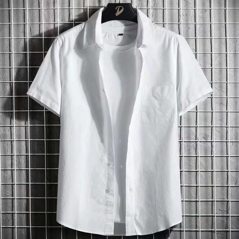 2022 camisa de manga corta de los hombres de verano nuevo estilo coreano casual Slim Top hombres de negocios Oxford camisa de color puro
