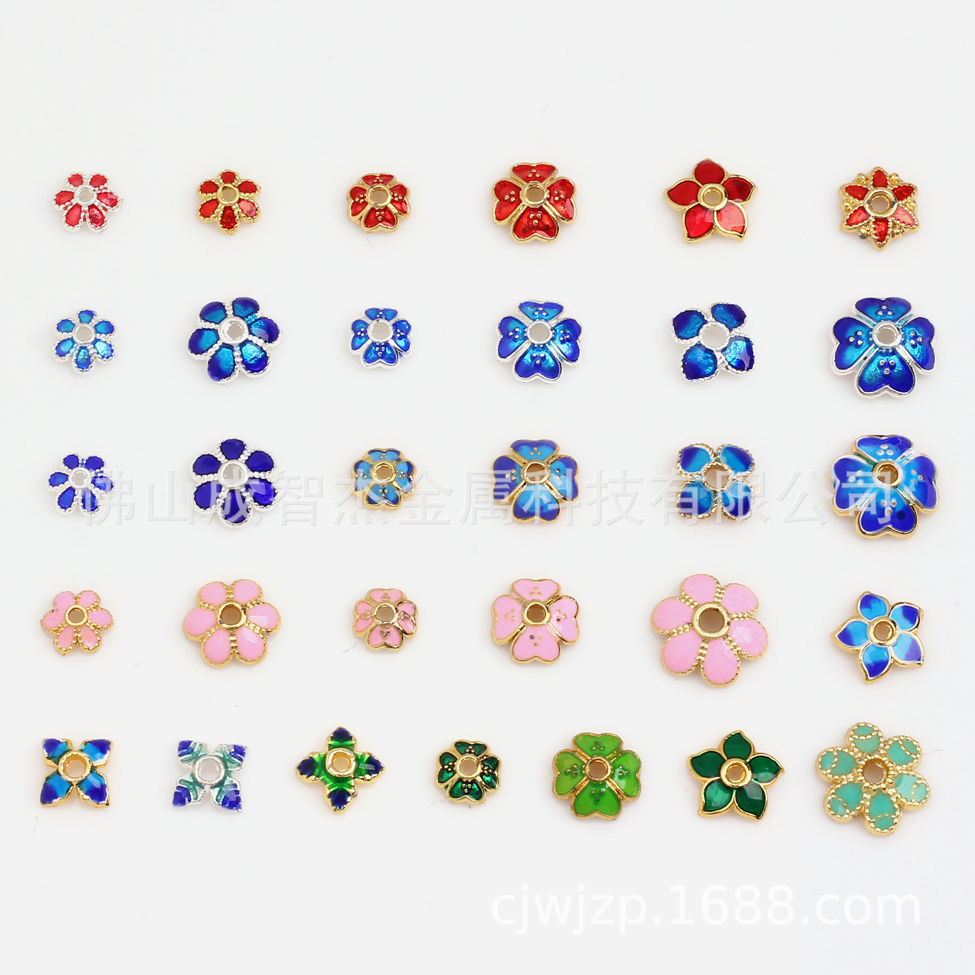 58个色花托 保色仿古烧蓝景泰蓝饰品柿柿如意配件diy隔片花瓣花托
