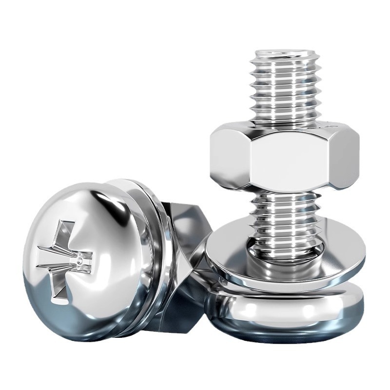 304 stainless steel cross round head screw nut set three major…