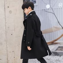 男童毛呢外套秋冬季加厚中长款儿童装洋气呢子大衣中大童男孩新款