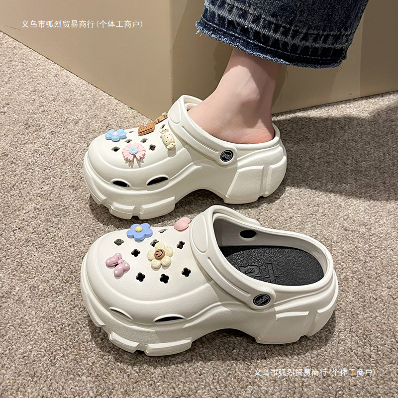 增高洞洞鞋女跟新款婚纱沙滩凉鞋拖鞋夏季2025款厚底外穿包邮