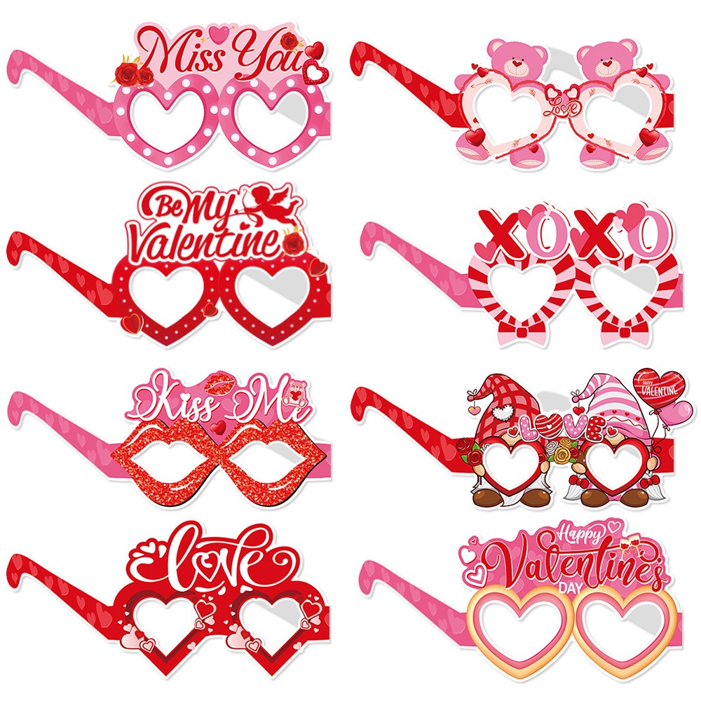Nueva decoración de fiesta de San Valentín gafas de papel propuesta de boda atmósfera decoración extraña gafas accesorios de fotografía