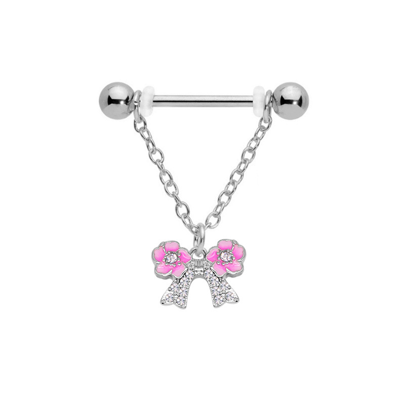 Pink Cherry Blossom Belly Button Ring Body Piercing Jewelry_voghion.com