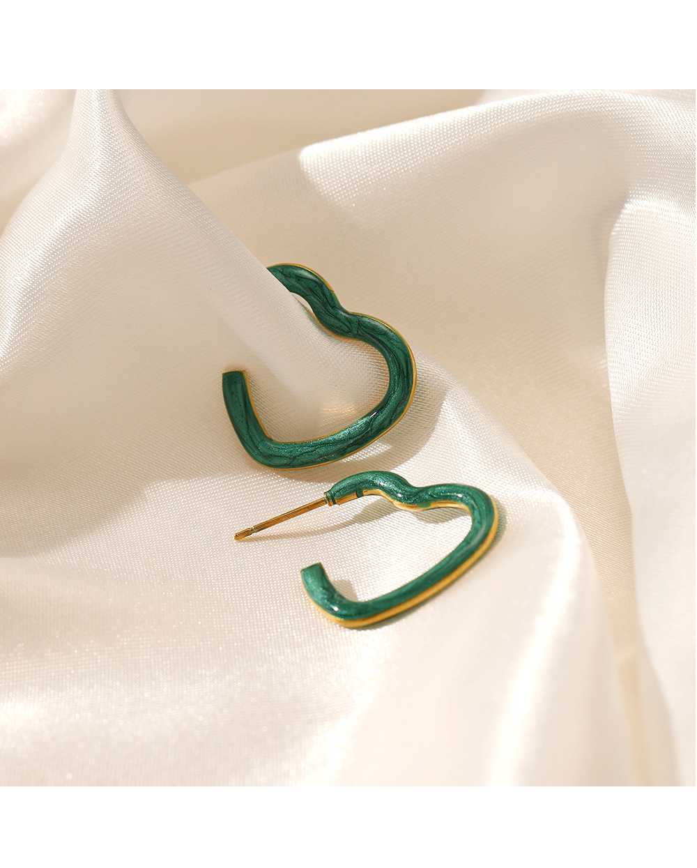 Sweet Heart Shape Stainless Steel Enamel Earrings 1 Pair