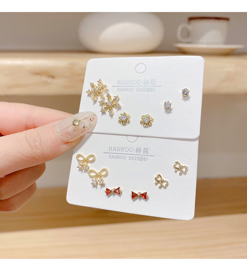 Zircon Inlay Material Ear Studs Classification 1 Set Fashion Rainbow Butterfly Fish Tail Copper Inlaid Zircon Ear Studs
