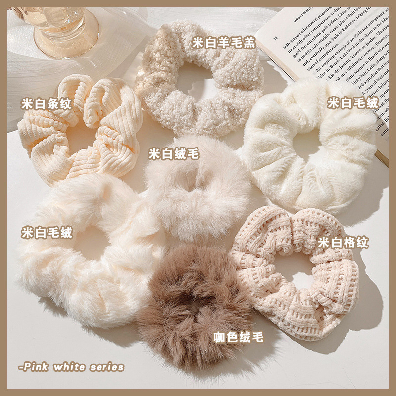 Pequeño fresco estilo retro flor triturada anillo de cabello adornamiento de cabello de niña corazón de cola de caballo intestino anillo de cabello temperamento encaje tocado