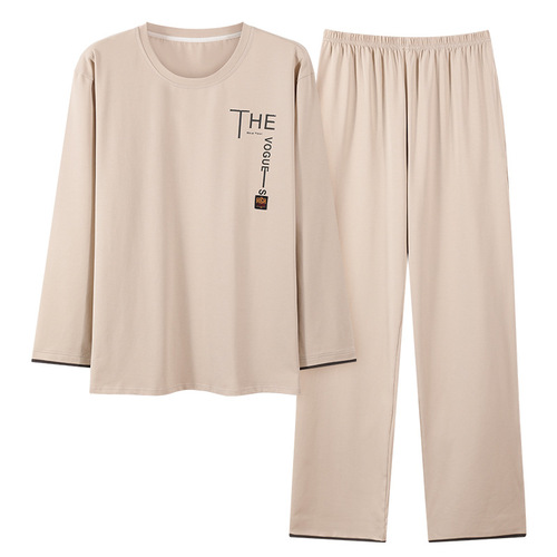 Men's pajamas for autumn and winter, cotton long-sleeved students and teenagers, new loose large-size home wear set