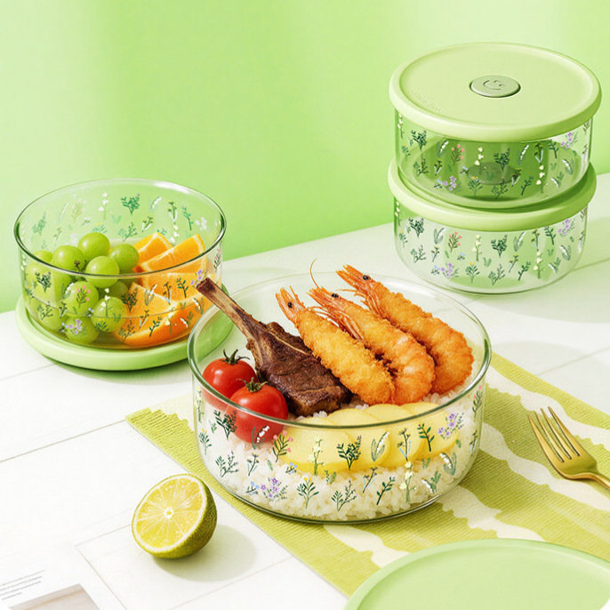 High-Looking, Sealed Lunch Box for Office Workers, Ultra-Light Glass Lunch Box with Lid, Fresh-Keeping Box, Microwaveable Special Bowl
