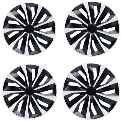 Hub Cap Decorative Cover Wheel Cover, Hub cover - black-and-white-set-of-4