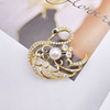 Swan, brooch lapel pin, elegant beads from pearl, accessory, shirt, dress, pin, Korean style