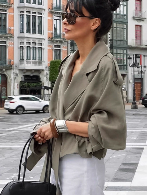 Куртка для отдыха, trench coat, осень, европейский стиль, стиль высокого качества, яркий запоминающийся стиль