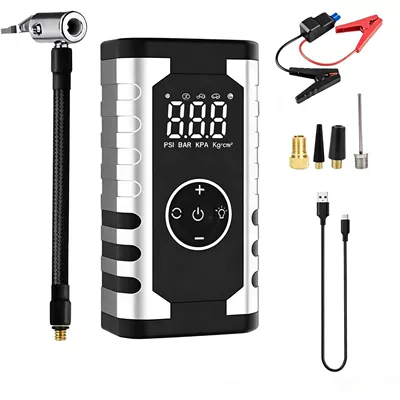 Car jump starter, air pump, emergency power supply, and portable tire inflator – a multi-functional device for powerful battery starting
