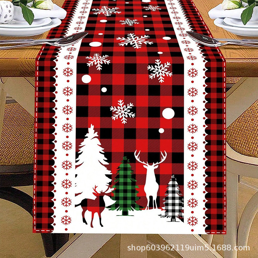 Amazon transfronterizo nueva bandera de la mesa de Navidad fábrica directa invierno muñeco de nieve Santa estampado almohadilla de mesa