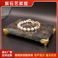 天然大理石托盘首饰盘托盘创意展示盘玄关收纳盘创意摆件电商爆品