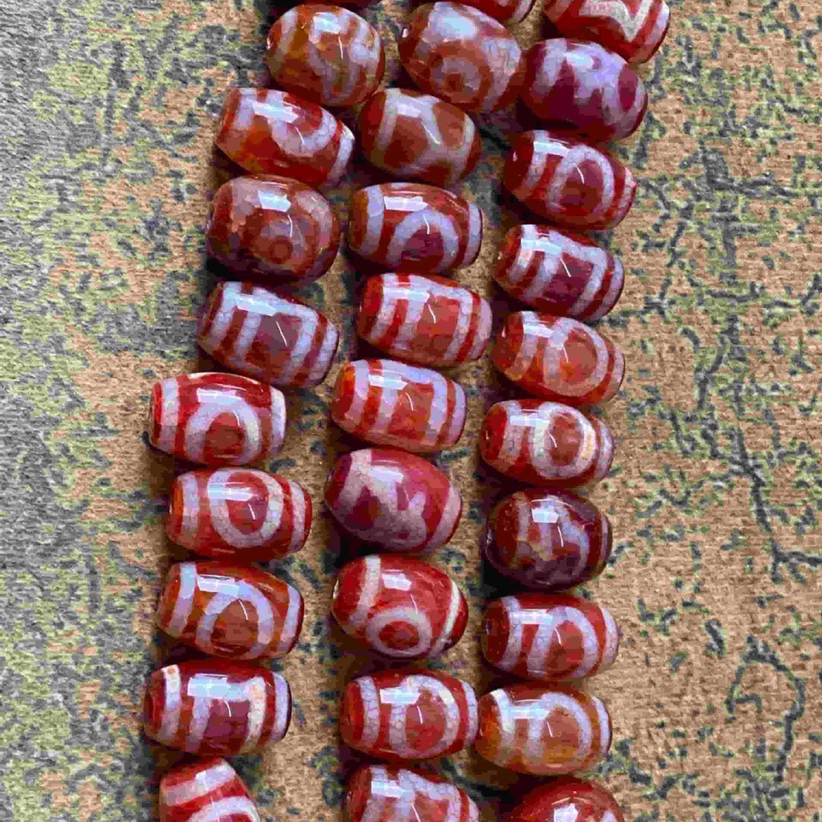 13×18mm Red Dragon Scale Phoenix Blood Dzi Beads, Weathered Patina, Taiwanese Craftsmanship, Loose Beads for Bracelets and Necklaces