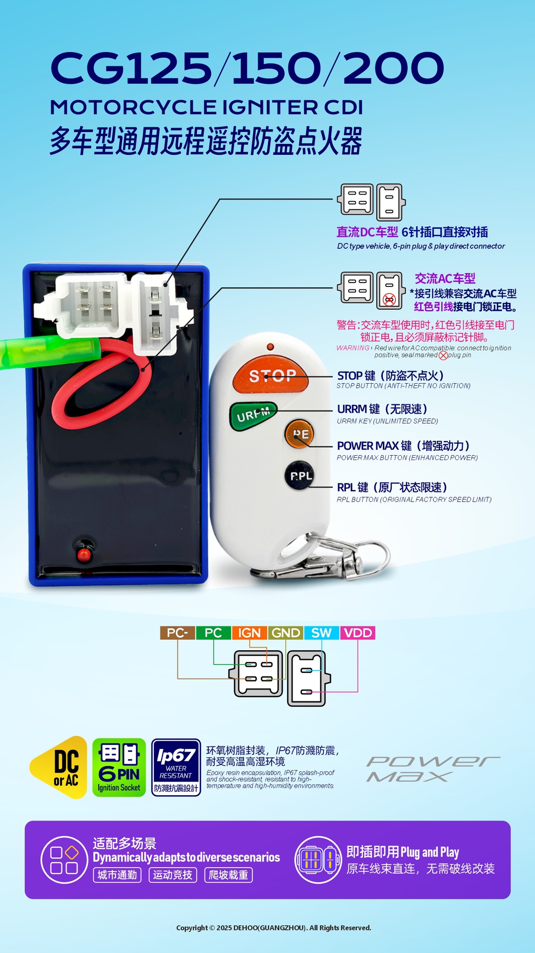 Cg125/150/200 Factory Direct Approved Modified Remote Control Anti-Theft Racing Motorcycle Igniter Cdi