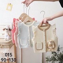 口袋熊女童毛衣马甲2025秋冬新款宝宝木耳边针织背心阿里巴巴