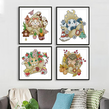 欢乐99十字绣线绣四季邮票卡通可爱刺绣材料包客厅装饰一件代发