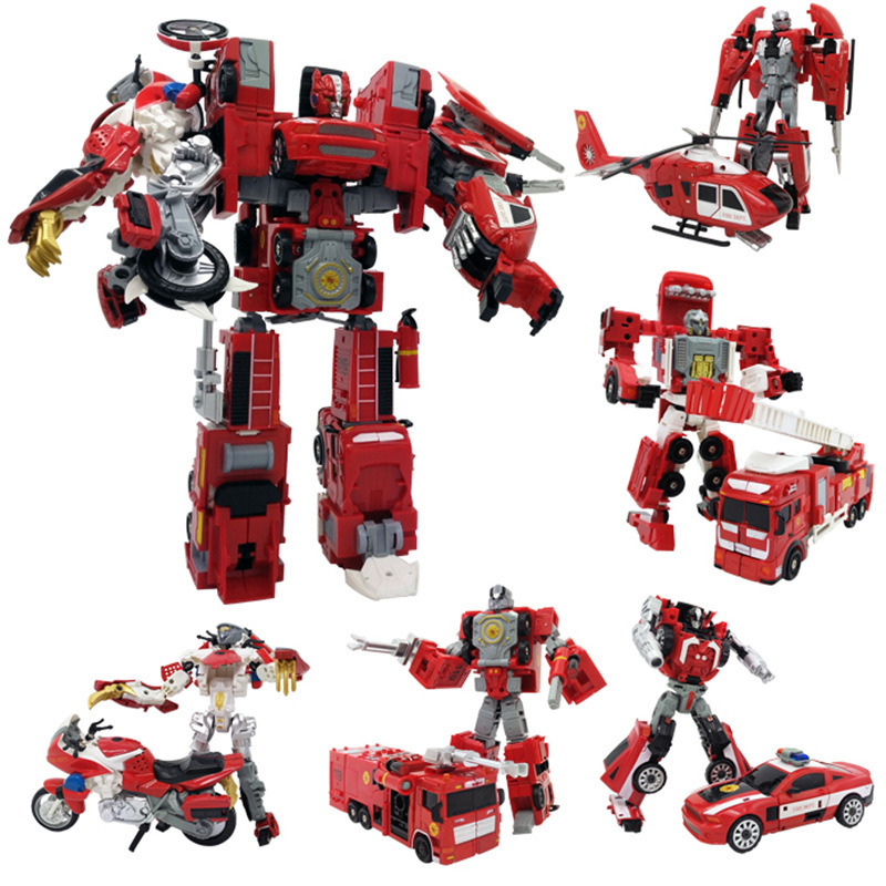 Aleación mentira baño fuego mar deformación coche robot cinco en uno diamante modelo juguete de los niños famoso mismo estilo excelente producto