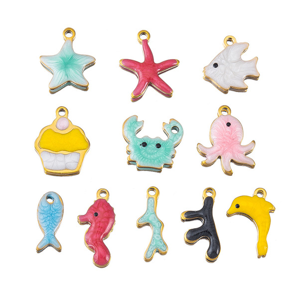 Multicoloured golden enamel stainless steel