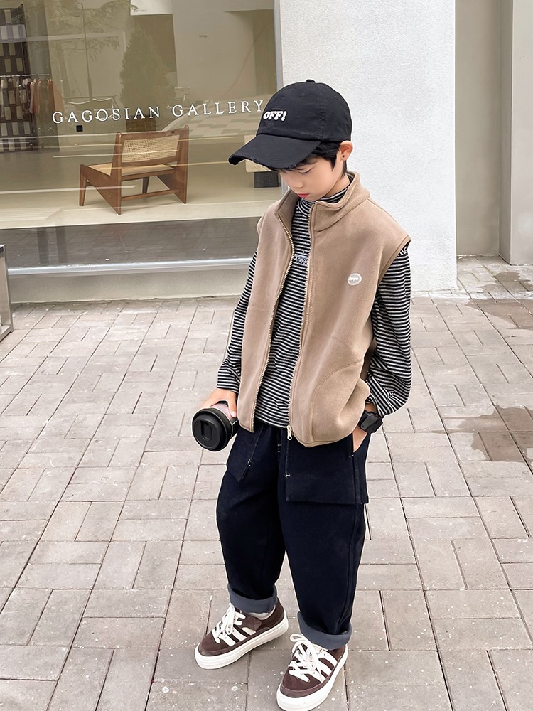 Chaleco Polar para niños de Haima, otoño e invierno, nuevo chaleco de estilo coreano para niños, Tops, ropa para niños de estilo occidental 2024