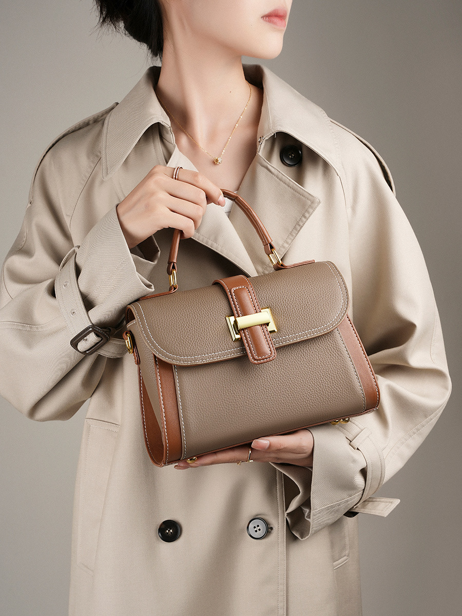 Top Grain Cowhide Leather Bag High-End Texture Fashion Handbag Crossbody Bag Niche Luxury Shoulder Bag Versatile Genuine Leather For Women - Thumbnail 3