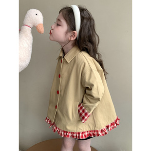Girls' Trench Coat Spring 2025 New Stylish Fashionable Children's Spring Outfit Baby Girl Spring and Autumn Casual Versatile Jacket