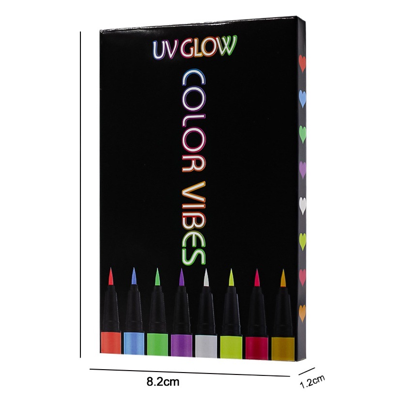 Cross-Border Fluorescent Eyeliner Set Matte Body Paint Luminous Colorful Liquid Eyeliner Waterproof Sweat-Proof Quick-Drying 8-Piece Set