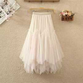 代发春夏新款女装不规则花边显瘦蓬蓬裙半身裙超仙