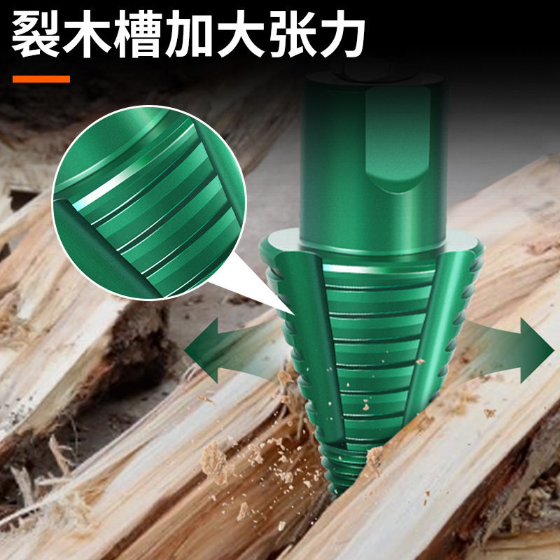 新款升级劈柴神器50mm分体圆柄方柄五坑农村家用不卡柴破柴裂木锥|undefined