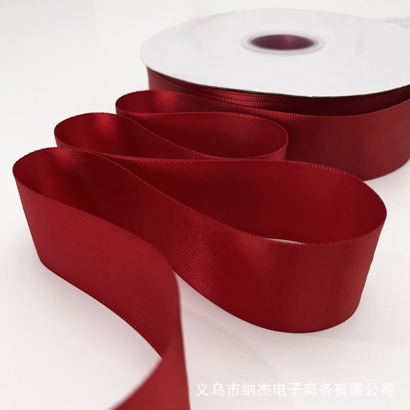 버건디 리본 4CM 롤 리본 타이 선물 2CM 새틴 나비 동반 선물 상자 포장 폴리 에스테르 벨트 6MM