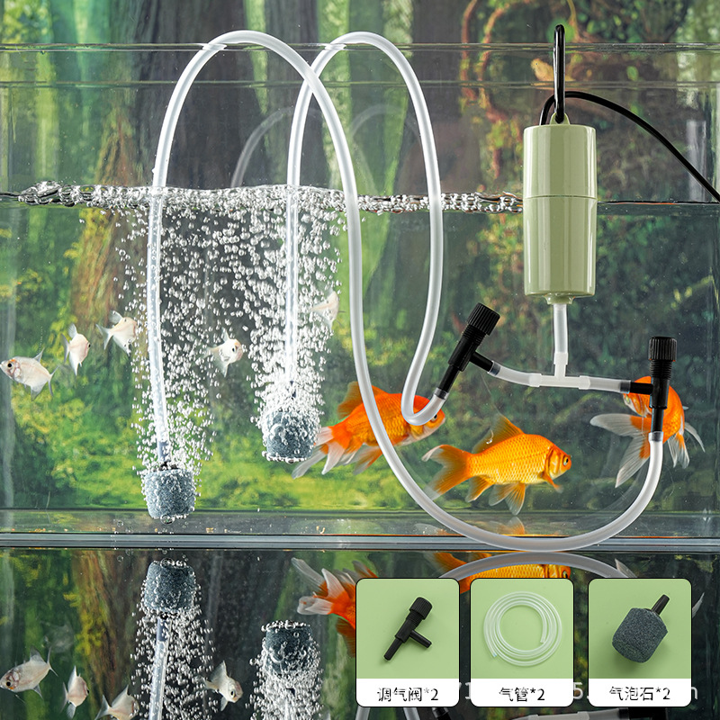 Green - usb interface + 2 long tubes + 2 air stones