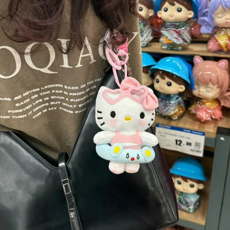 水泳リング黒革ハローキティペンダントかわいいスクールバッグバッグ人形人形小物ぬいぐるみガールフレンド用|undefined