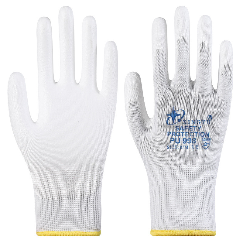 Xingyu guantes PU resina de protección contra el trabajo resistente al desgaste, antiestático, ligero, transpirable, suave y cómodo, antideslizante mayorista