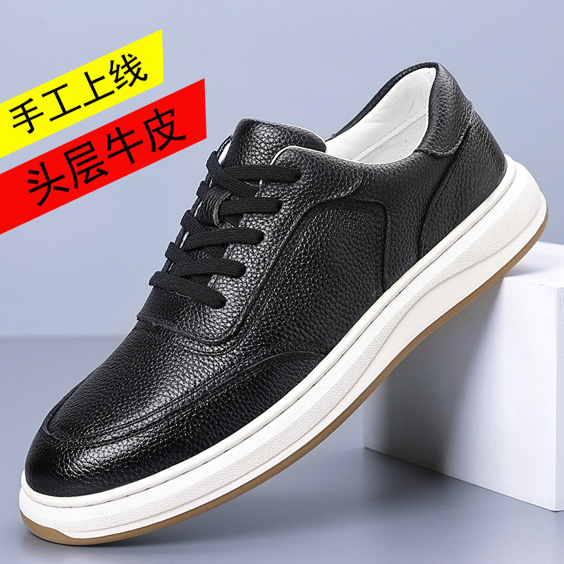 Piel de vaca de primera capa 2025 nuevos zapatos transpirables para hombres zapatillas de deporte de suela suave para hombres nuevos zapatos casuales de cuero suave para hombres