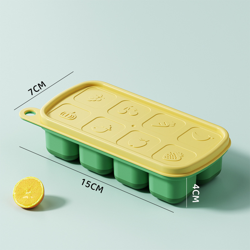 蓋付きクリエイティブ製氷皿、ベビー型製氷ボックス、食品グレードの冷蔵製氷皿、栄養補助食品ボックス、冷蔵庫、自家製アイスキューブ|undefined