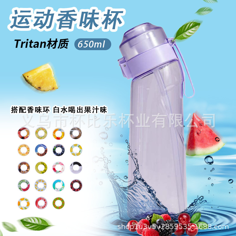 跨境爆款豆荚气味环太空杯萃香水果香味环0糖0卡Tritan耐高温水杯|undefined